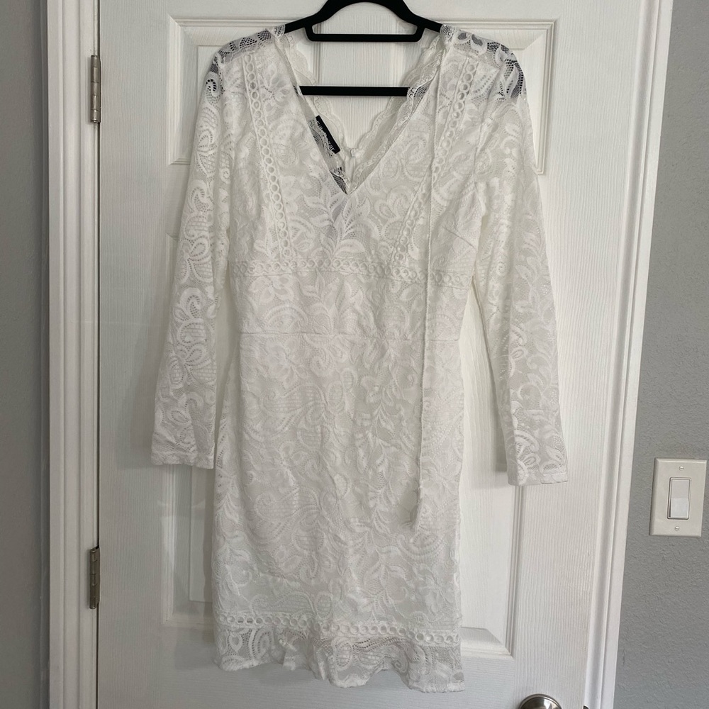 White Lace Body Con Dress